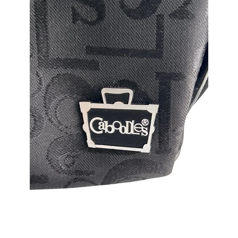 Caboodles Black Signature Print Travel Makeup Cosmetic Bag With Pink Interior